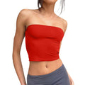 Tops Tubo Feminino Sem Alças Cropped Básico Sem Costas Sem Mangas Bandeau Bonitos Conjuntos de Verão 2024 Sensuais Sólidos Vermelhos