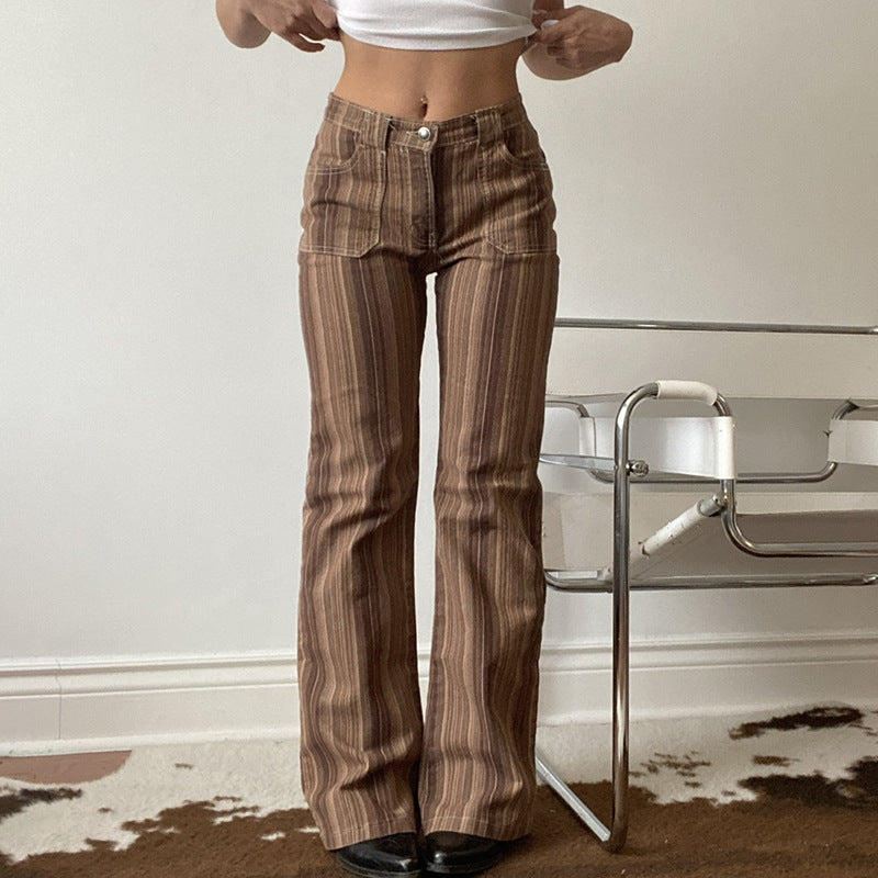 Retro Gradient Washed Jeans for Women